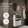 Meuble à chaussures STIVIO à 2 portes, blanc et gris, 60 cm, miroir rond à LED avec cadre (3 intensités déclairage)