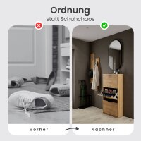 Schuhschrank STIVIO 3 Klappen Gold Eiche 60 cm, LED...