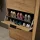 Meuble à chaussures STIVIO à 3 portes, chêne doré, 60 cm, miroir ovale à LED avec cadre (3 intensités déclairage)