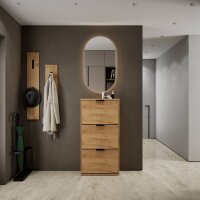 Schuhschrank STIVIO 3 Klappen Gold Eiche 60 cm, LED...