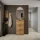 Scarpiera STIVIO con 3 ante, rovere dorato, 60 cm, specchio ovale a LED senza cornice (2 livelli di illuminazione)