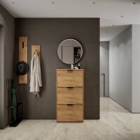 Schuhrank STIVIO 3 Klappen Gold Eiche 60 cm, LED Spiegel...