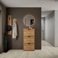 Schuhschrank STIVIO 2 Klappen Gold Eiche 60 cm, LED...