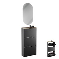 Schuhschrank STIVIO 3 Klappen Gold Eiche 60 cm, LED...