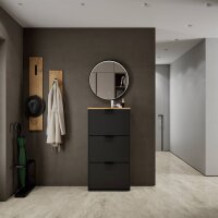 Schuhschrank STIVIO 3 Klappen Schwarz 60 cm, LED Spiegel...