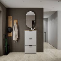 Schuhschrank STIVIO 3 Klappen Weiß Grau 60 cm, LED...