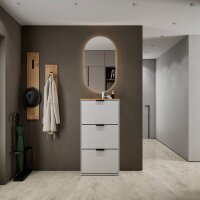 Schuhschrank STIVIO 3 Klappen Gold Eiche 60 cm, LED...