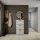 Scarpiera STIVIO a 3 ante, bianco e grigio, 60 cm, specchio rotondo con cornice e illuminazione a LED (3 livelli di luminosità)