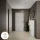 Scarpiera STIVIO a 2 ante, bianco e grigio, 60 cm, specchio rotondo a LED senza cornice (2 livelli di illuminazione)