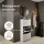 Scarpiera STIVIO a 2 ante, bianco e grigio, 60 cm, specchio rotondo a LED senza cornice (2 livelli di illuminazione)