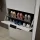 Scarpiera STIVIO a 2 ante, bianco e grigio, 60 cm, specchio rotondo a LED senza cornice (2 livelli di illuminazione)