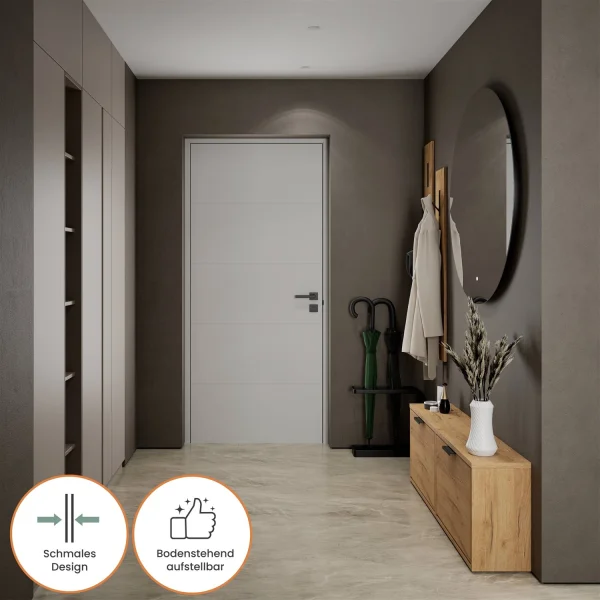 Scapolo STIVIO 2x 1 anta, rovere dorato, 60 cm, specchio rotondo a LED senza cornice, 100 cm (2 livelli di illuminazione)
