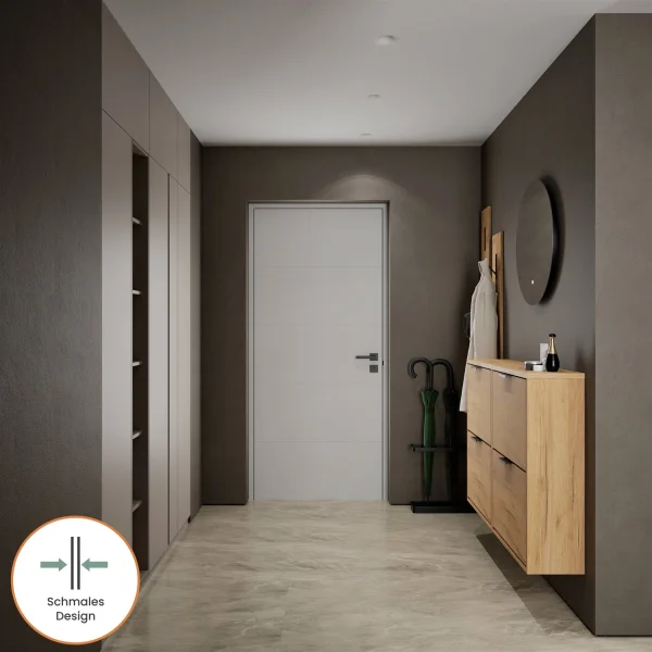 Armoire à chaussures STIVIO 2x 2 portes battantes, chêne doré, 60 cm, miroir rond sans cadre à LED, 60 cm (2 intensités déclairage)