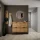 Armoire à chaussures STIVIO 2x 2 portes battantes, chêne doré, 60 cm, miroir rond sans cadre à LED, 60 cm (2 intensités déclairage)