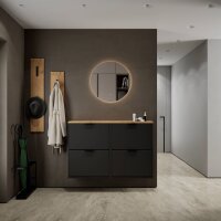 Schuhschrank STIVIO 2x 2 Klappe Schwarz 60 cm, LED...