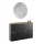 Armoire à chaussures STIVIO 2x 2 portes battantes, noire, 60 cm ; miroir rond sans cadre à LED, 80 cm (2 intensités déclairage)