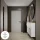 Scapolo per scarpe STIVIO 2x 2 ante a ribalta bianco-grigio 60 cm, specchio rotondo con cornice e illuminazione a LED 100 cm (3 livelli di luminosità)