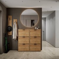 Schuhschrank STIVIO 2x 3 Klappe Gold Eiche 60 cm, LED...