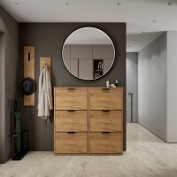 Schuhschrank STIVIO 2x 3 Klappe Gold Eiche 60 cm, LED...