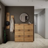 Schuhschrank STIVIO 2x 3 Klappe Gold Eiche 60 cm, LED...