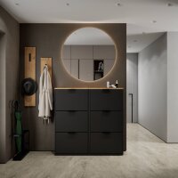 Schuhschrank STIVIO 2x 3 Klappe Schwarz 60 cm, LED...