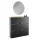 Meuble à chaussures STIVIO 2x 3 portes, noir, 60 cm, miroir rond sans cadre à LED, 80 cm (2 intensités déclairage)