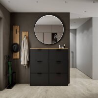 Schuhschrank STIVIO 2x 3 Klappe Schwarz 60 cm, LED...