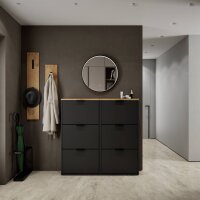 Schuhschrank STIVIO 2x 3 Klappe Schwarz 60 cm, LED...