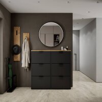 Schuhschrank STIVIO 2x 3 Klappe Schwarz 60 cm, LED...