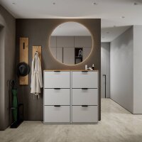 Schuhschrank STIVIO 2x 3 Klappe Weiß Grau 60 cm,...