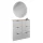 Meuble à chaussures STIVIO 2 x 3 portes battantes blanc-gris 60 cm, miroir rond sans cadre à LED 100 cm (2 intensités déclairage)