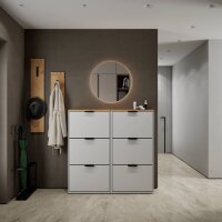Schuhschrank STIVIO 2x 3 Klappe Weiß Grau 60 cm,...