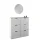 Meuble à chaussures STIVIO 2x 3 portes battantes blanc-gris 60 cm, miroir rond LED sans cadre 60 cm (2 intensités déclairage)