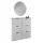 Scarpiera STIVIO 2x 3 ante a ribalta, bianco-grigio, 60 cm; specchio rotondo a LED senza cornice, 80 cm (2 livelli di illuminazione)