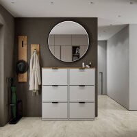 Schuhschrank STIVIO 2x 3 Klappe Weiß Grau 60 cm,...