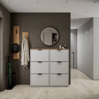 Schuhschrank STIVIO 2x 3 Klappe Weiß Grau 60 cm,...