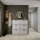 Meuble à chaussures STIVIO 2x 3 portes battantes blanc-gris 60 cm, miroir rond à LED avec cadre 60 cm (3 intensités déclairage)