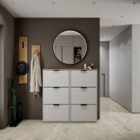 Schuhschrank STIVIO 2x 3 Klappe Weiß Grau 60 cm,...