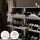 Meuble à chaussures STIVIO 2x 3 portes battantes blanc-gris 60 cm, miroir rond à LED avec cadre 80 cm (3 intensités déclairage)
