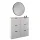 Meuble à chaussures STIVIO 2x 3 portes battantes blanc-gris 60 cm, miroir rond à LED avec cadre 80 cm (3 intensités déclairage)