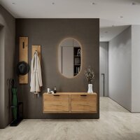 Schuhschrank STIVIO 2x 1 Klappe Gold Eiche 60 cm, LED...