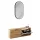 Shoe Cabinet STIVIO 2x 1 Flap Golden Oak 60 cm, Oval LED Mirror with Frame (3 Light Levels)