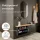 Armario para zapatos STIVIO, 2 puertas abatibles, negro, 60 cm, espejo LED ovalado con marco (3 intensidades de luz)