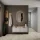 Armario para zapatos STIVIO, 2 puertas abatibles, blanco y gris, 60 cm; espejo LED ovalado sin marco (2 intensidades de luz)
