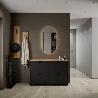 Schuhschrank STIVIO 2x 2 Klappe Schwarz 60 cm, LED...