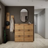 Schuhschrank STIVIO 2x 3 Klappen Gold Eiche 60 cm, LED...