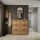 Scarpiera STIVIO 2x 3 ante a ribalta, rovere dorato, 60 cm, specchio ovale con cornice e illuminazione a LED (3 livelli di luminosità)