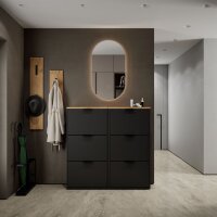 Schuhschrank STIVIO 2x 3 Klappe Schwarz 60 cm, LED...