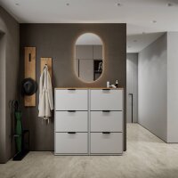 Schuhrank STIVIO 2x 3 Klappe Weiß Grau 60 cm, LED...