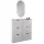 Schuhschrank STIVIO 2x 3 Klappe Weiß Grau 60 cm, LED Spiegel oval ohne Rahmen (2 Lichtstufen)